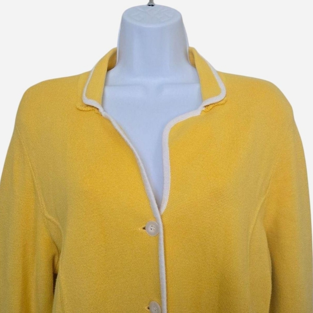 Vintage 90s Knit yellow collared cardigan - Picture 2 of 10